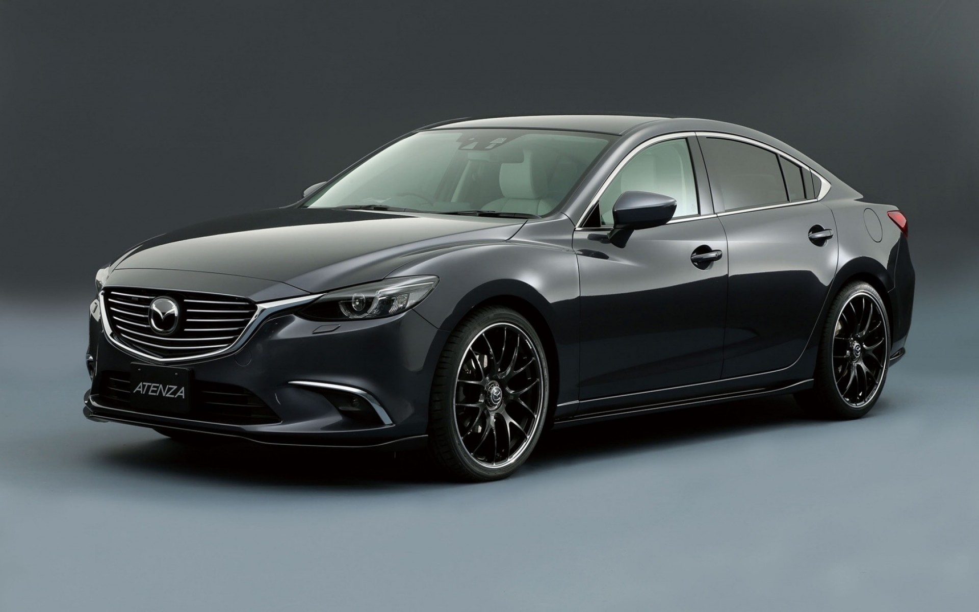 mazda auto auto räder automobil coupé schwarz limousine mittags schnell transportsystem bürgersteig mazda atenza 2015