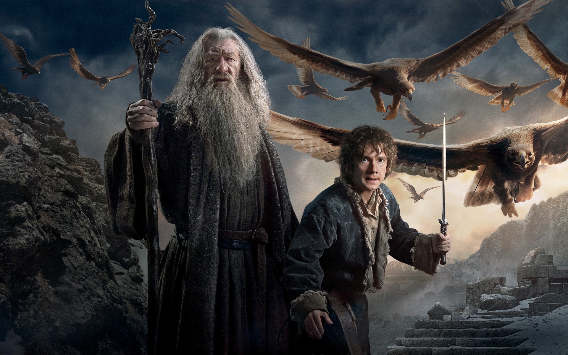 filmler yetişkin bir grup din adam kış iki kadın giymek kar hobbit gandalf bilbo baggins