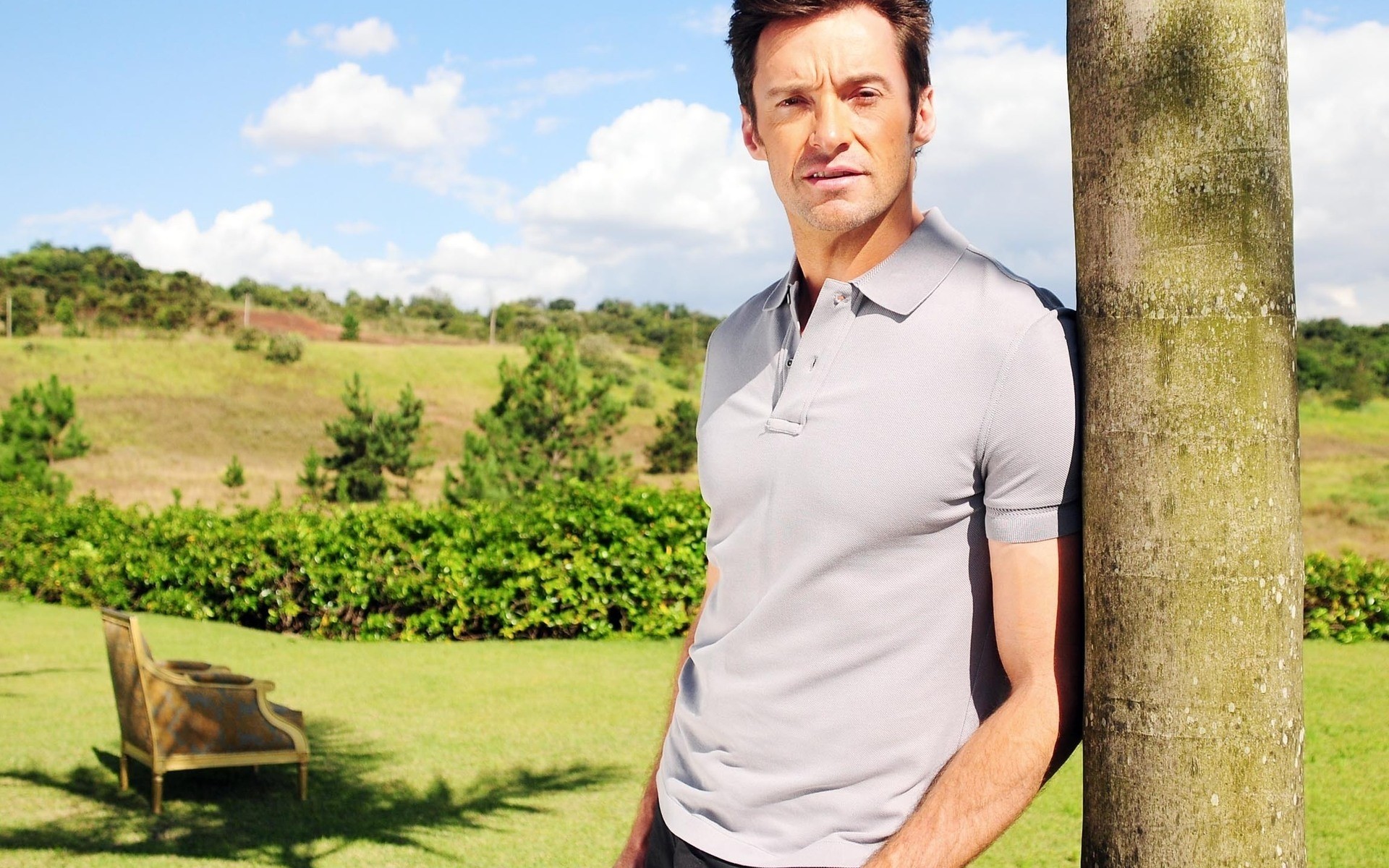 acteurs à l extérieur nature unique herbe homme été paysage parc loisirs adulte relaxation arbre portrait mode de vie hugh jackman acteur