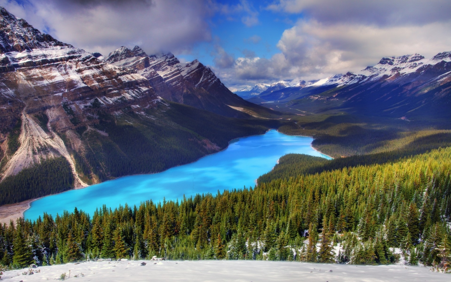 other city snow mountain landscape travel scenic nature wood outdoors sky lake water valley mountain peak moraine lake mountains