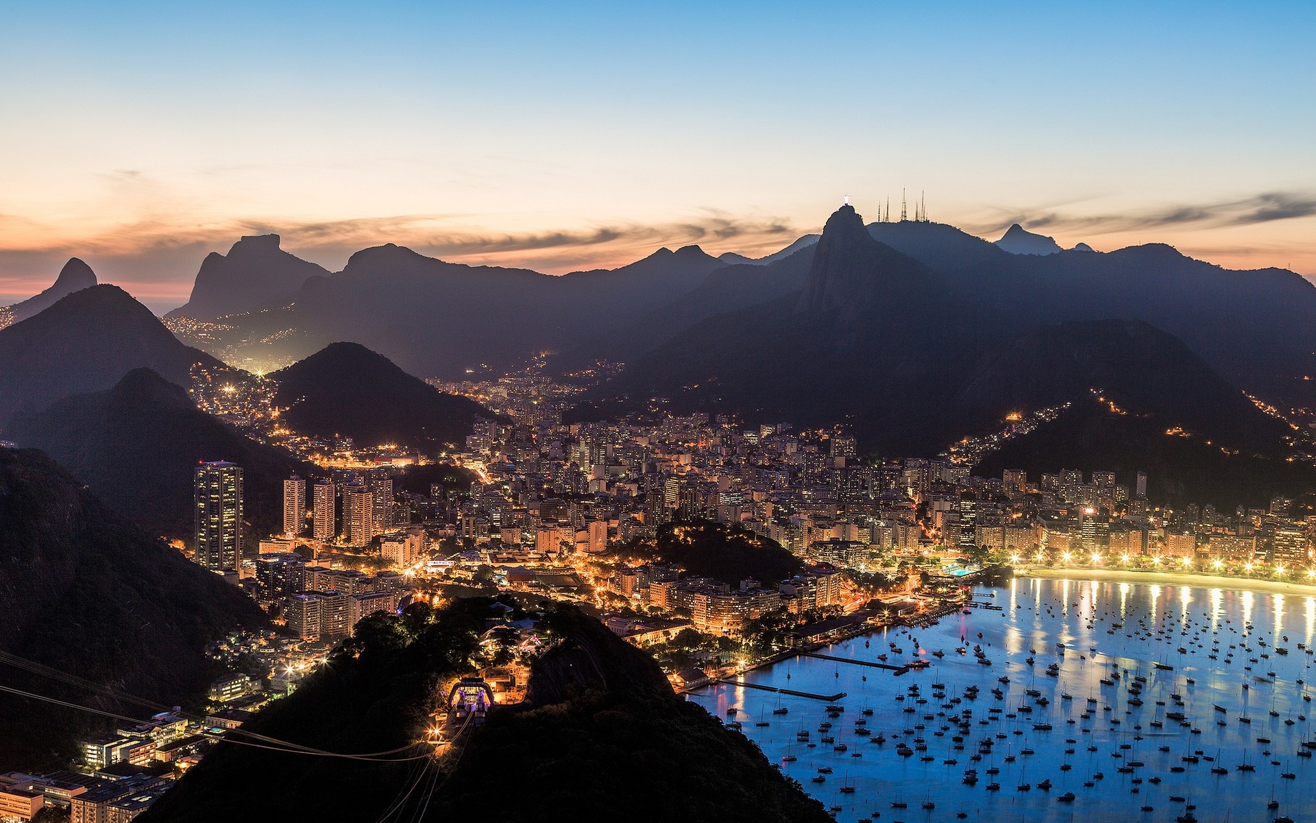 other city sunset water travel city mountain dawn evening architecture snow dusk lake outdoors landscape sky reflection brasil night lights