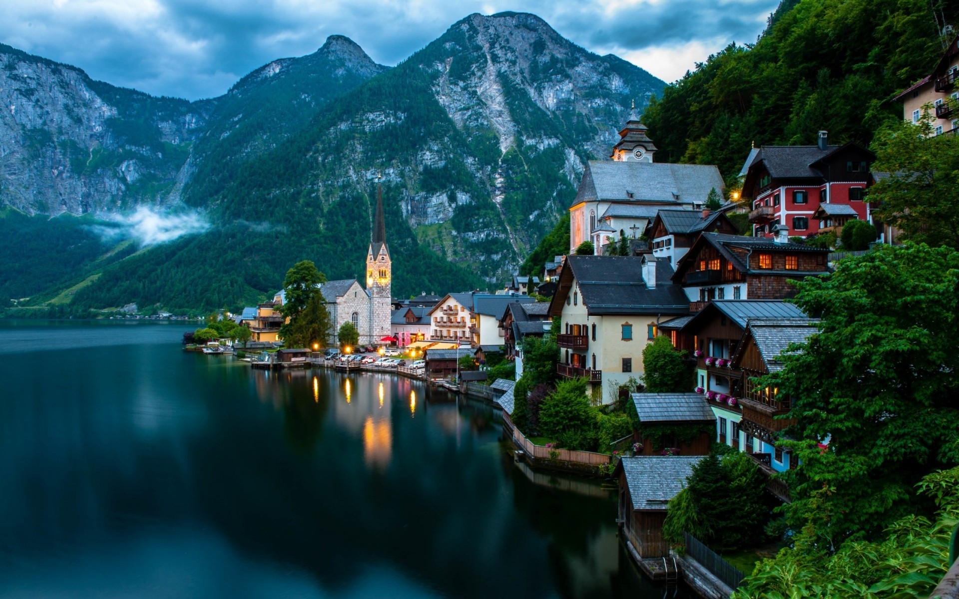 diğer şehirler seyahat su göl açık havada mimari ev dağlar manzara doğa şehir fiyort nehir ağaç gökyüzü yansıma hallstatt avusturya dağlar