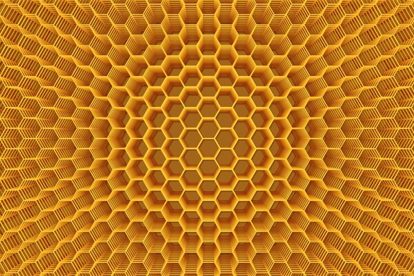 Abstraction of honeycomb with honey in a beehive