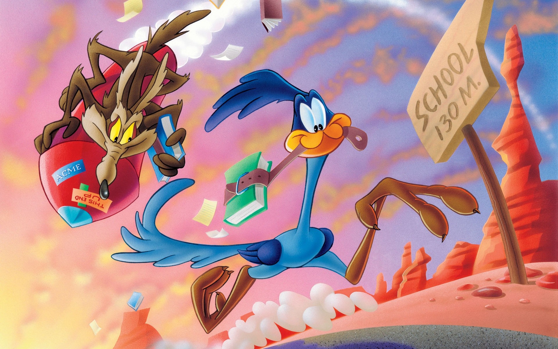 cartoni animati illustrazione desktop vettoriale arte looney tunes coyote su roadrunner