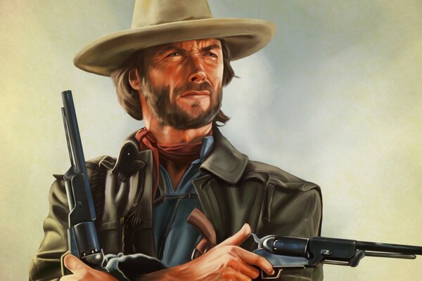 Gezeichneter Clint Eastwood im Bild