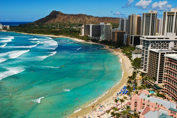 Waikiki okyanus plaj dalgaları beach hawaii