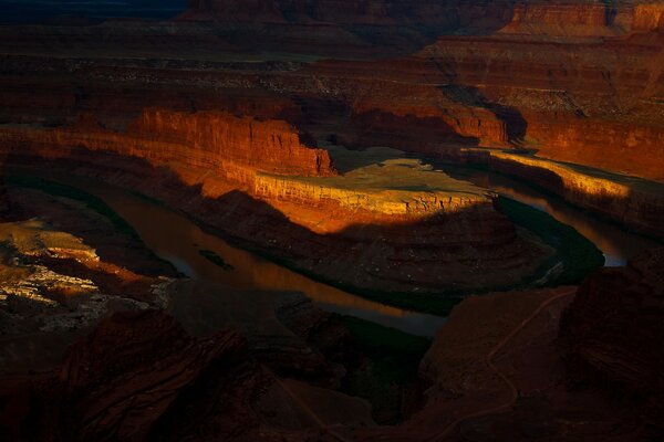 Bright red mountains at sunset