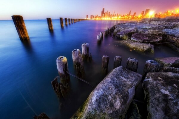 Evening landscape on the seashore