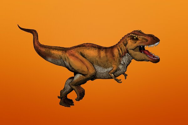 Immagine di un dinosauro su sfondo arancione