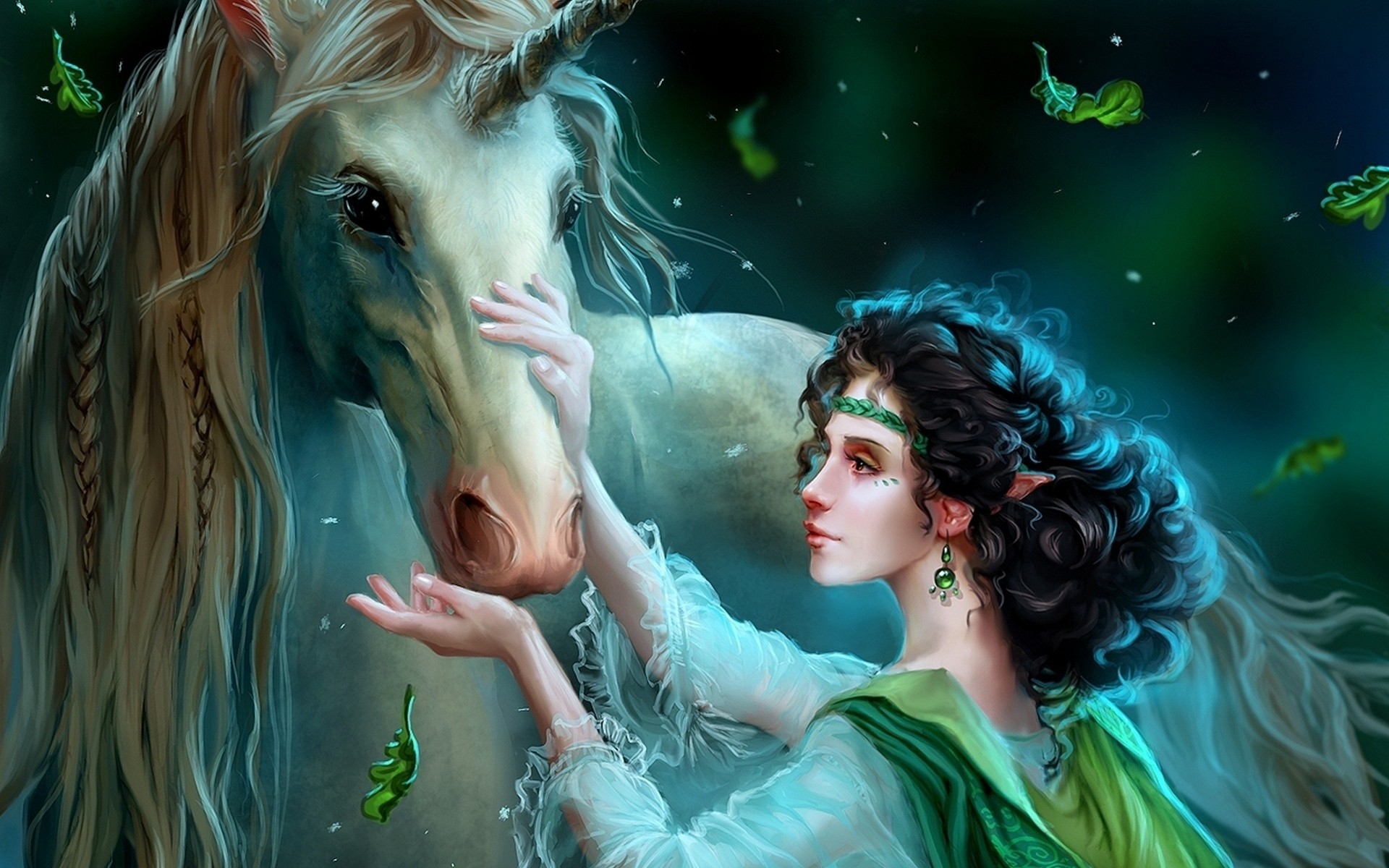 fantasia fata donna ragazza moda fiaba magia ninfa bella modello ritratto arte glamour capelli sfondo fantasy art cavallo