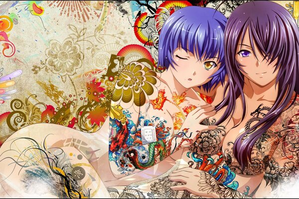 Chicas anime con ilustraciones brillantes