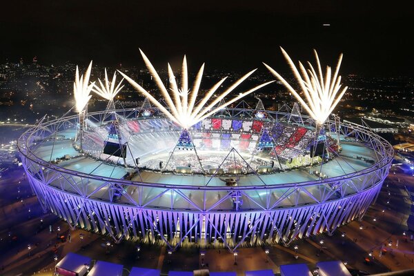 The celebration of the Olympic Games. Fireworks