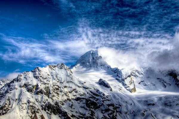 Picturesque landscape of snow-capped mountains