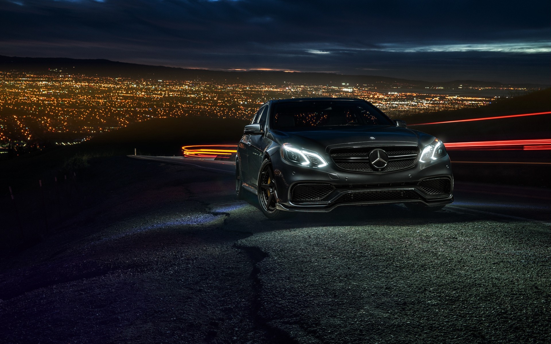 mercedes-benz car hurry pavement vehicle asphalt sunset transportation system road blacktop light