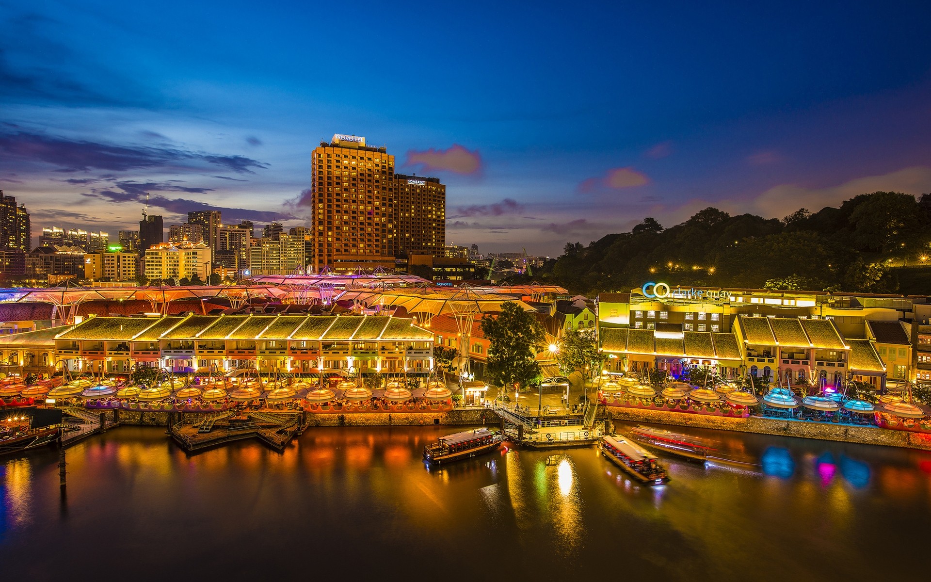 altre città sera crepuscolo città viaggi acqua ponte architettura fiume casa centro urbano città tramonto cielo illuminato riflessione sistema di trasporto grattacielo skyline traffico singapore notte luce asia