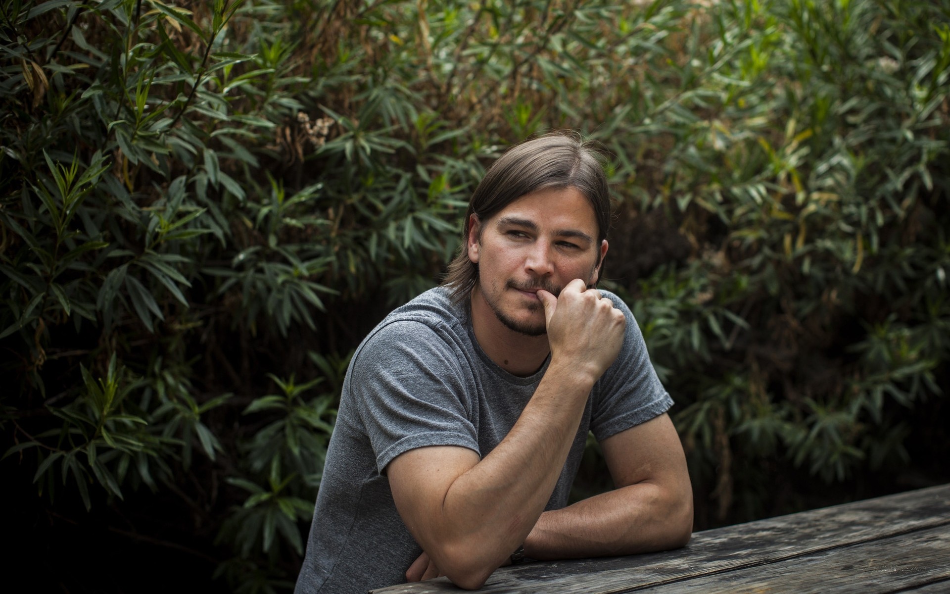 schauspieler allein im freien natur erwachsener porträt park baum holz sommer josh hartnett