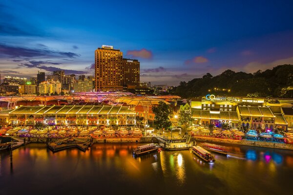 Traveling to other cities in the evening in the twilight of the city