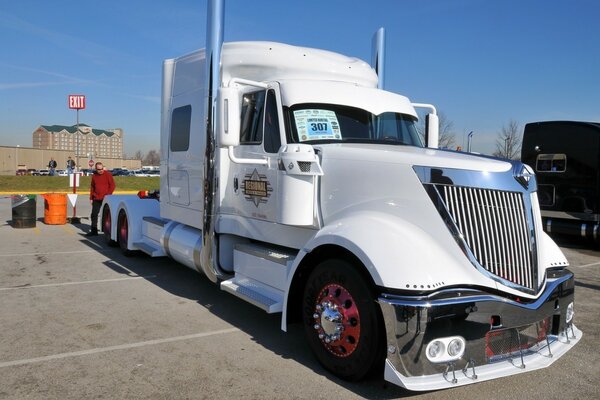 White big truck in the parking lot