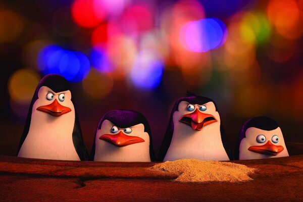 Pingüinos Madagascar personajes bokeh