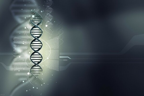Szare tło DNK DNA Medyczne tapety geny
