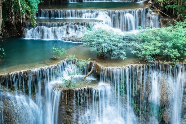 Nature landscape waterfall stream