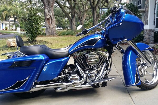 Unusual Blue Harley Motorcycle