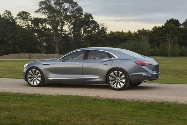 Stylish concept cars in the evening twilight