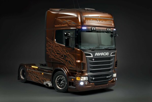 Scania truck cab on the background