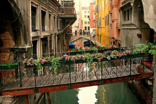 Paisaje urbano con canales de agua