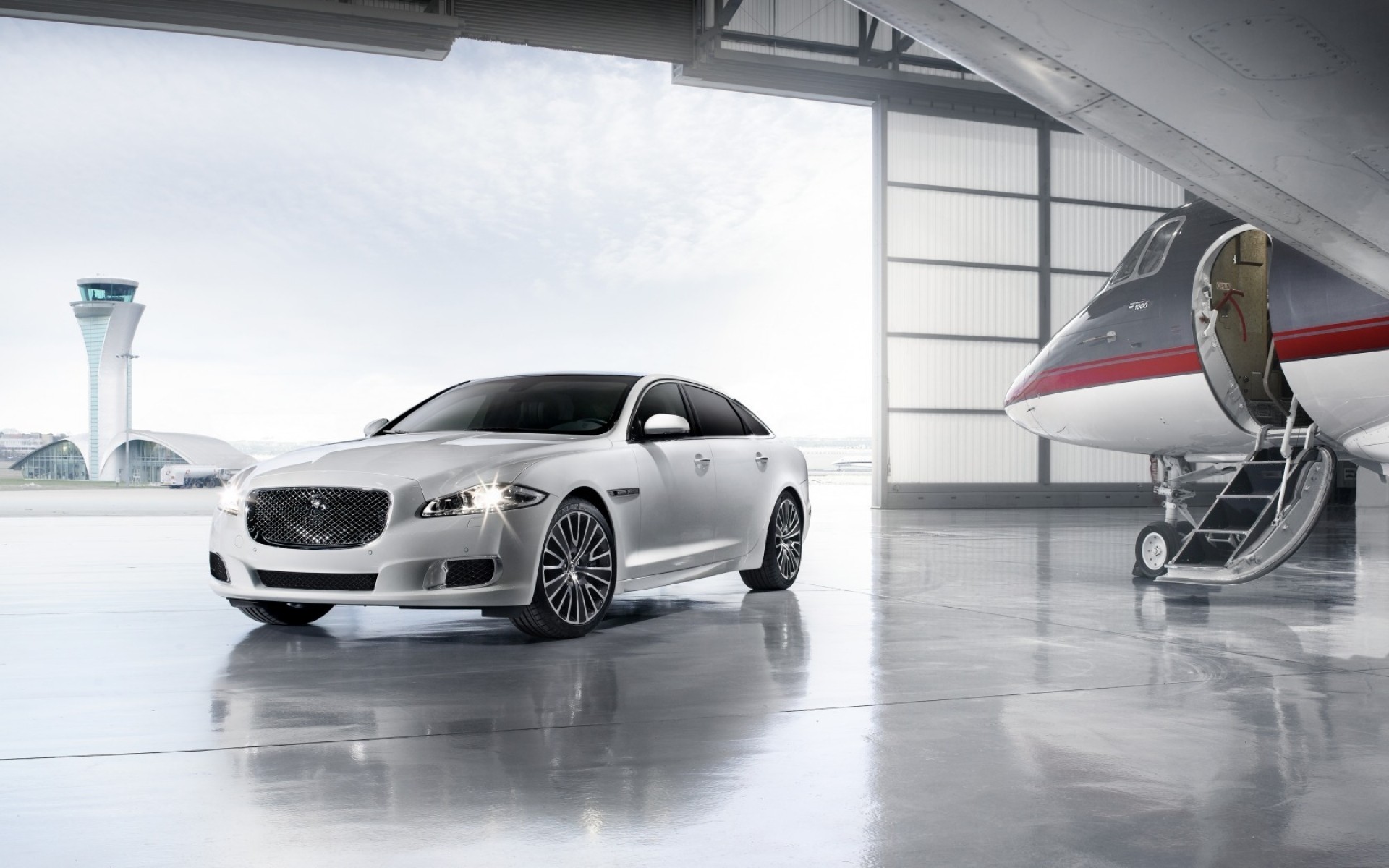 jaguar vehicle transportation system car airport airplane fast travel aircraft speed blur business asphalt action international fly hurry jaguar xj