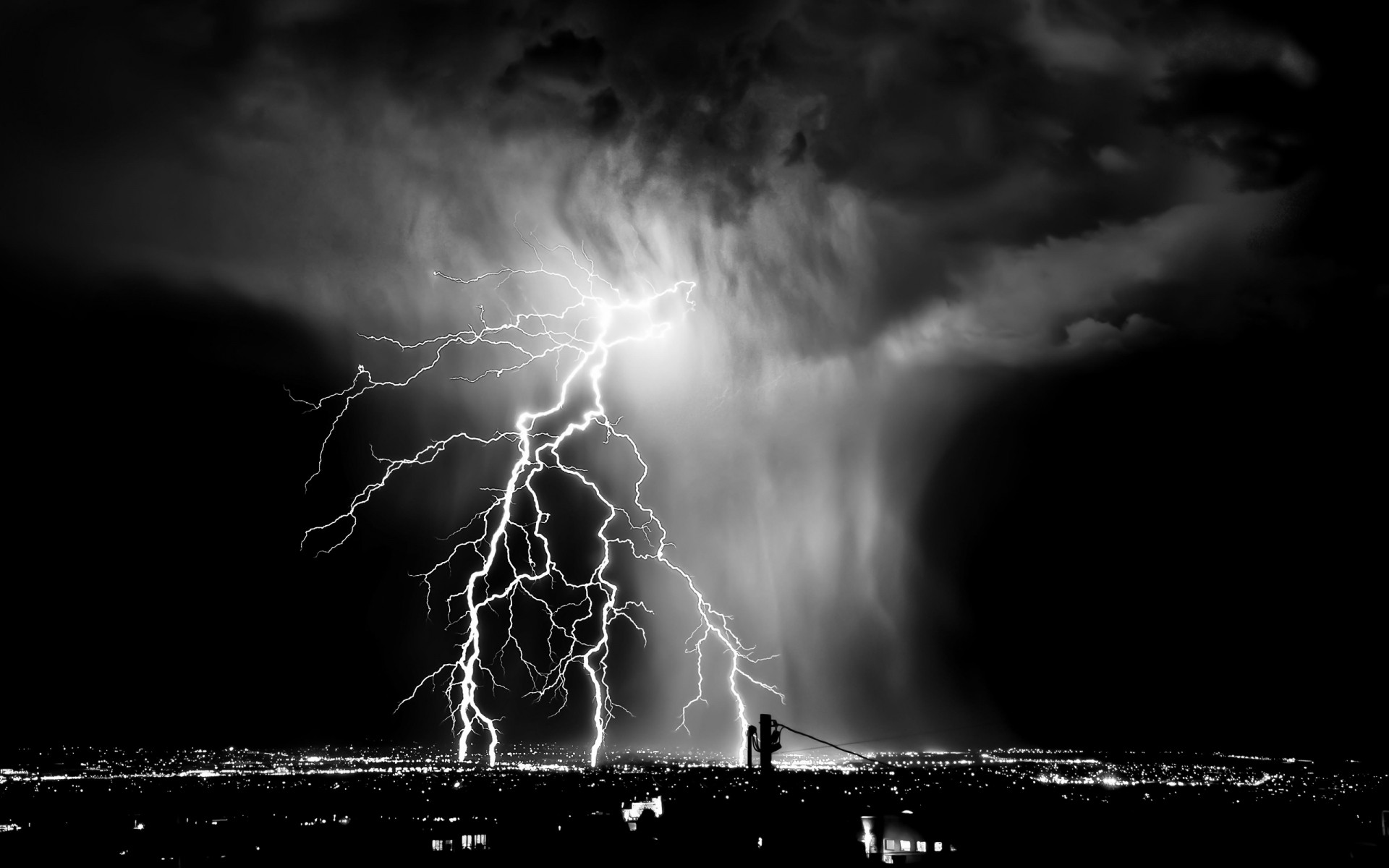 landscapes lightning storm dark thunder thunderstorm rain flash thunderbolt light danger abstract sky weather monochrome desktop nature dramatic strike landscape monochrom city