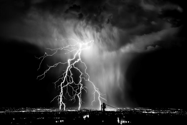 Landscape storm thunderstorm black sky thunderclaps