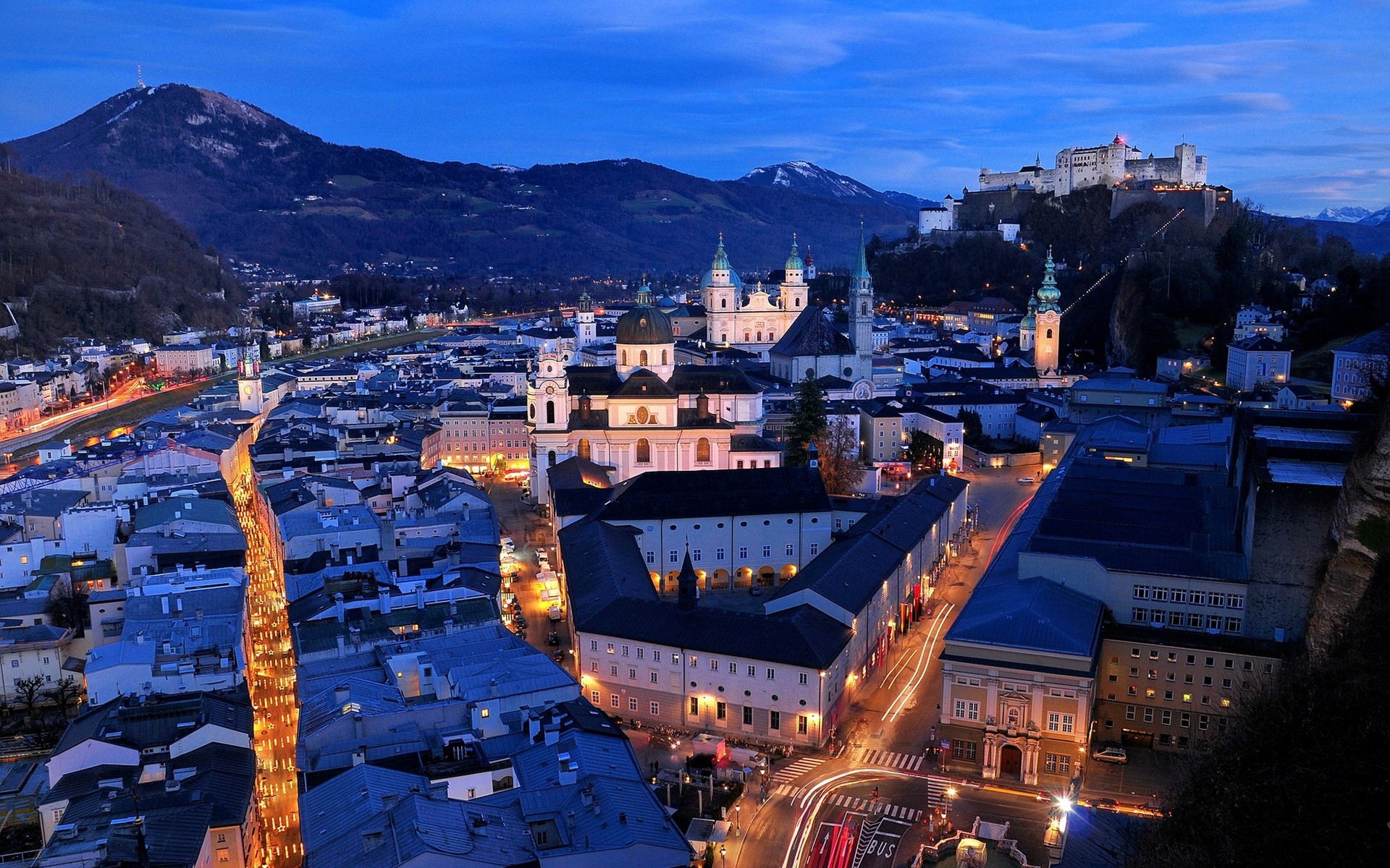 other city city travel cityscape architecture evening skyline town dusk building urban water outdoors sight sky salzburg lights night