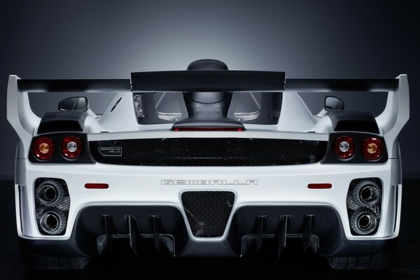 Rear bumper of a powerful sports car