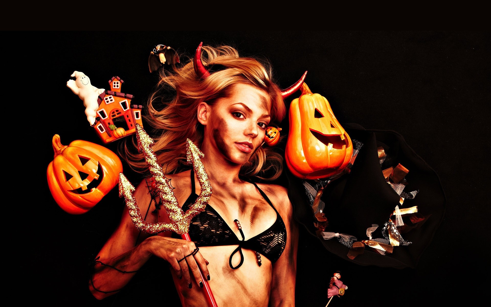 halloween woman art pumpkin witch girl halloween art