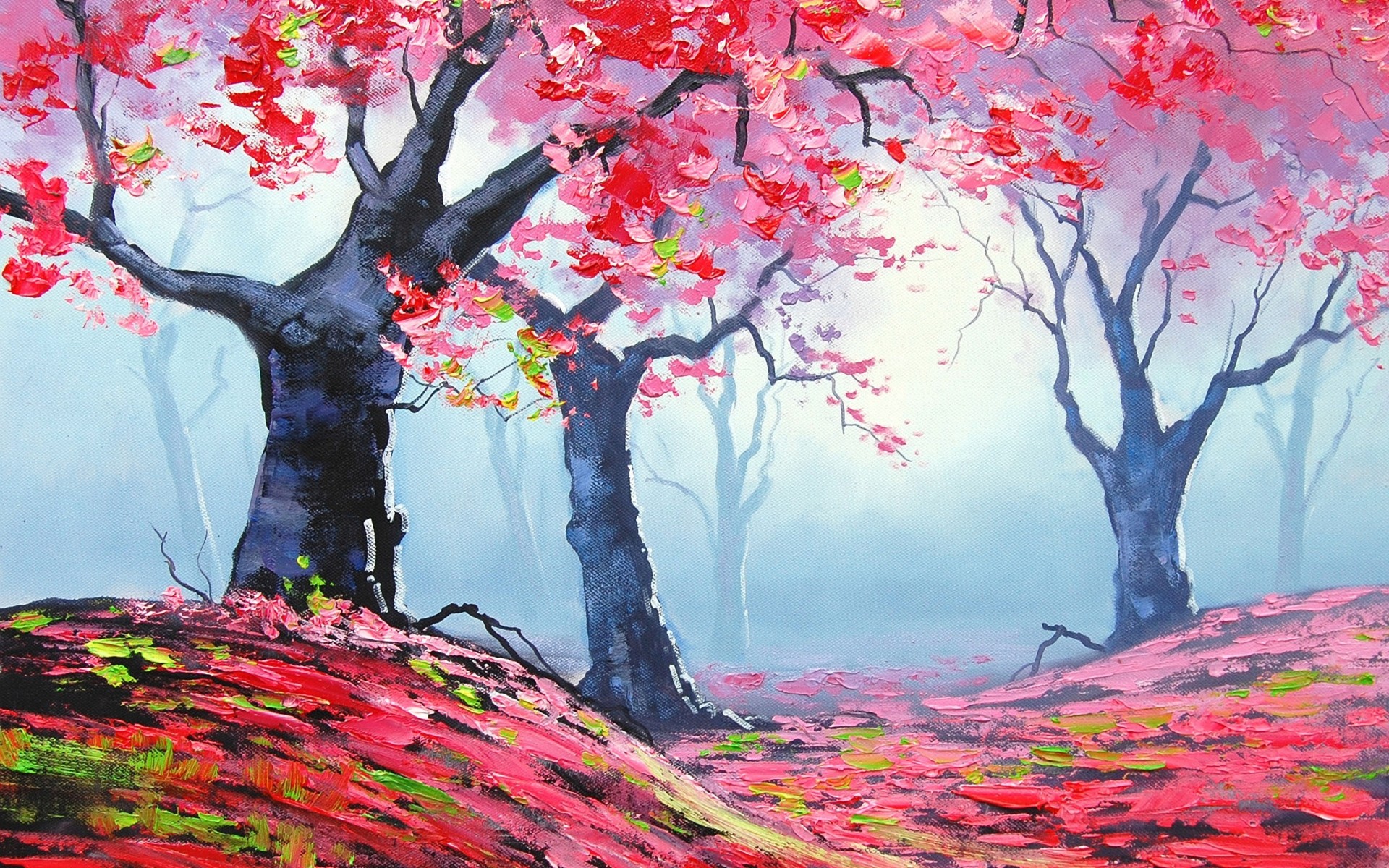 drawings arbre feuille saison peinture couleur acrylique automne branche art créativité brosse lumineux paysage toile nature artistique parc érable lumineux palette peinture à l huile automne peinture séquoias