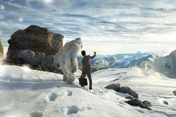 Fantasy about the friendship of a yeti and a man