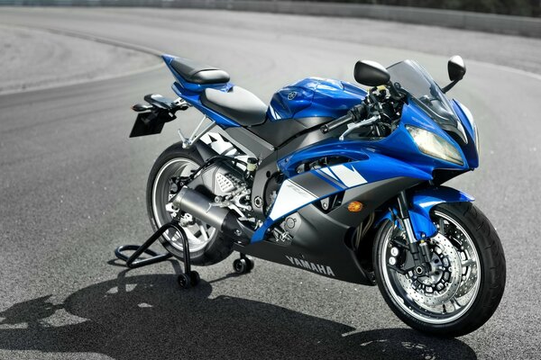 Cool blue bike on the track