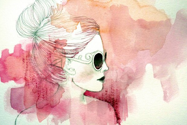 The girl in sunglasses. Abstract painting