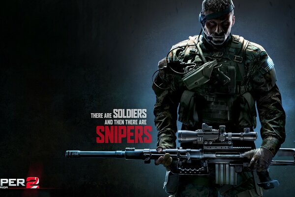 A picture of a man with a machine gun from the game snirers