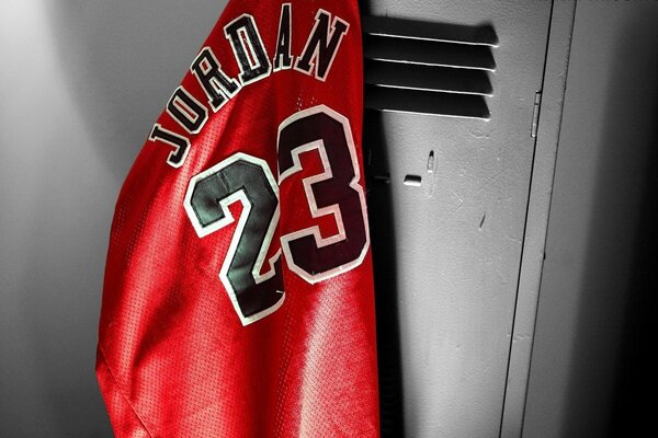 A basketball jersey to lead on the locker door