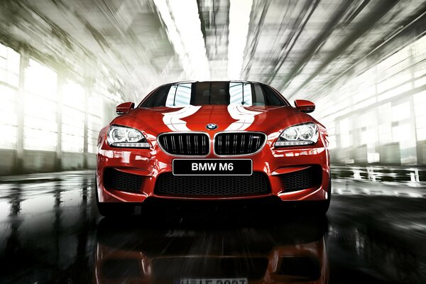 Red bmw in graphic processing