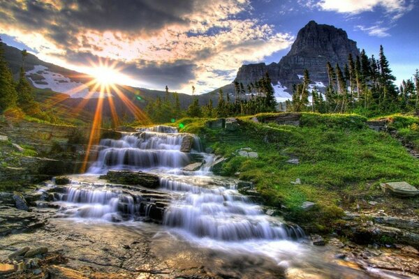 The river flowing down from the inaccessible mountains