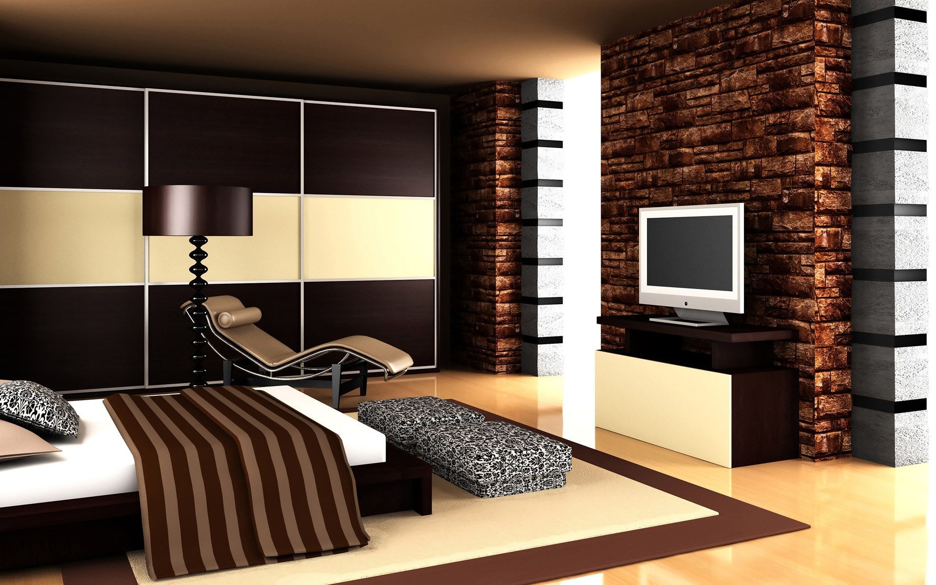Интерьер спальни в коричневом стиле без смс