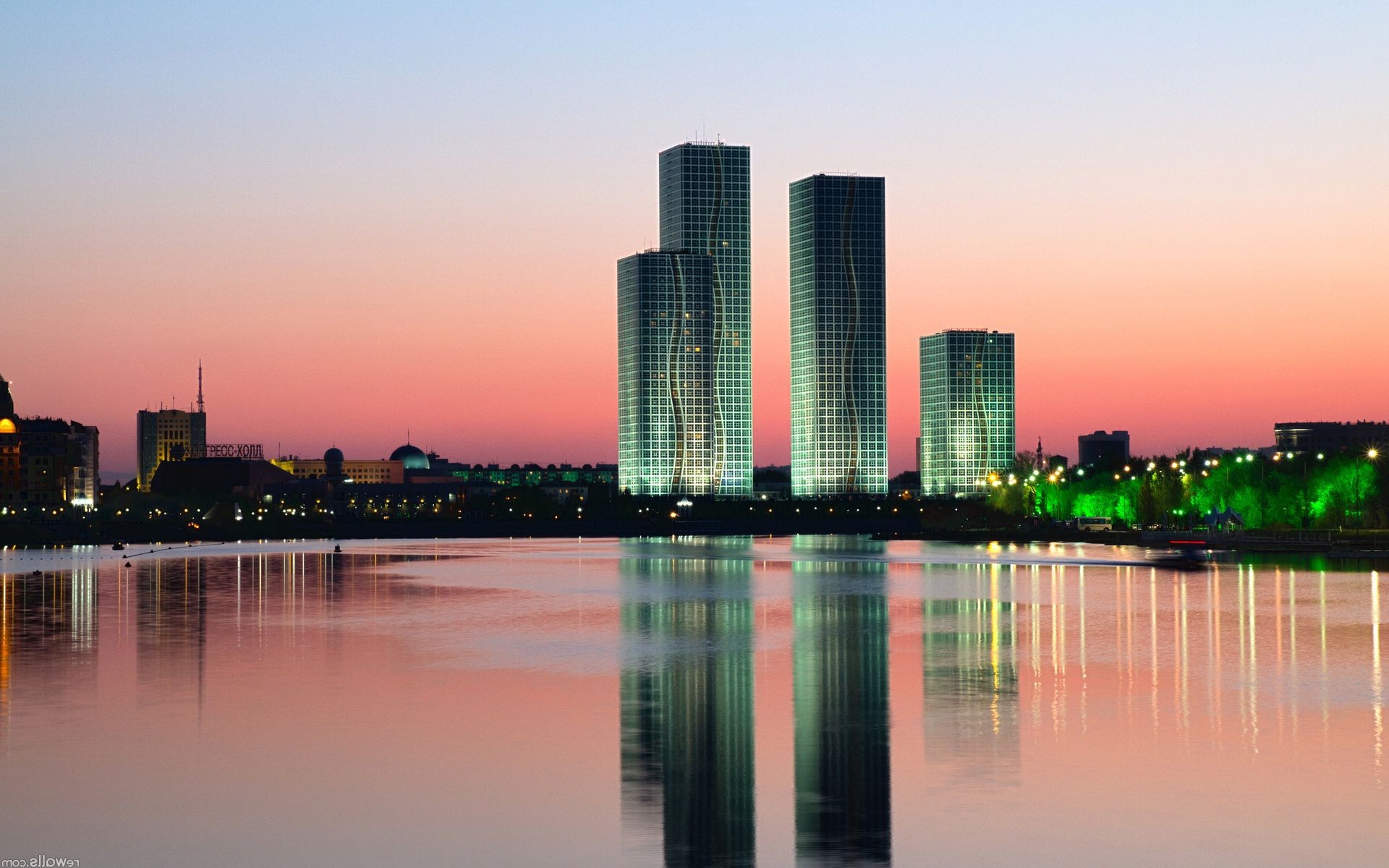 cidade arquitetura centro da cidade crepúsculo céu reflexão skyline cidade rio arranha-céu pôr do sol água casa beira-mar urbano moderno viagens o negócio escritório