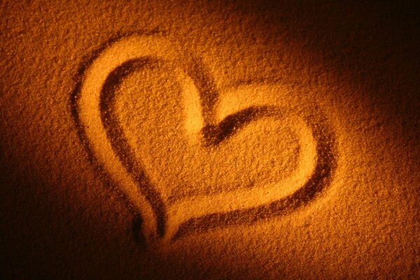 Heart painted on sand, computer wallpaper