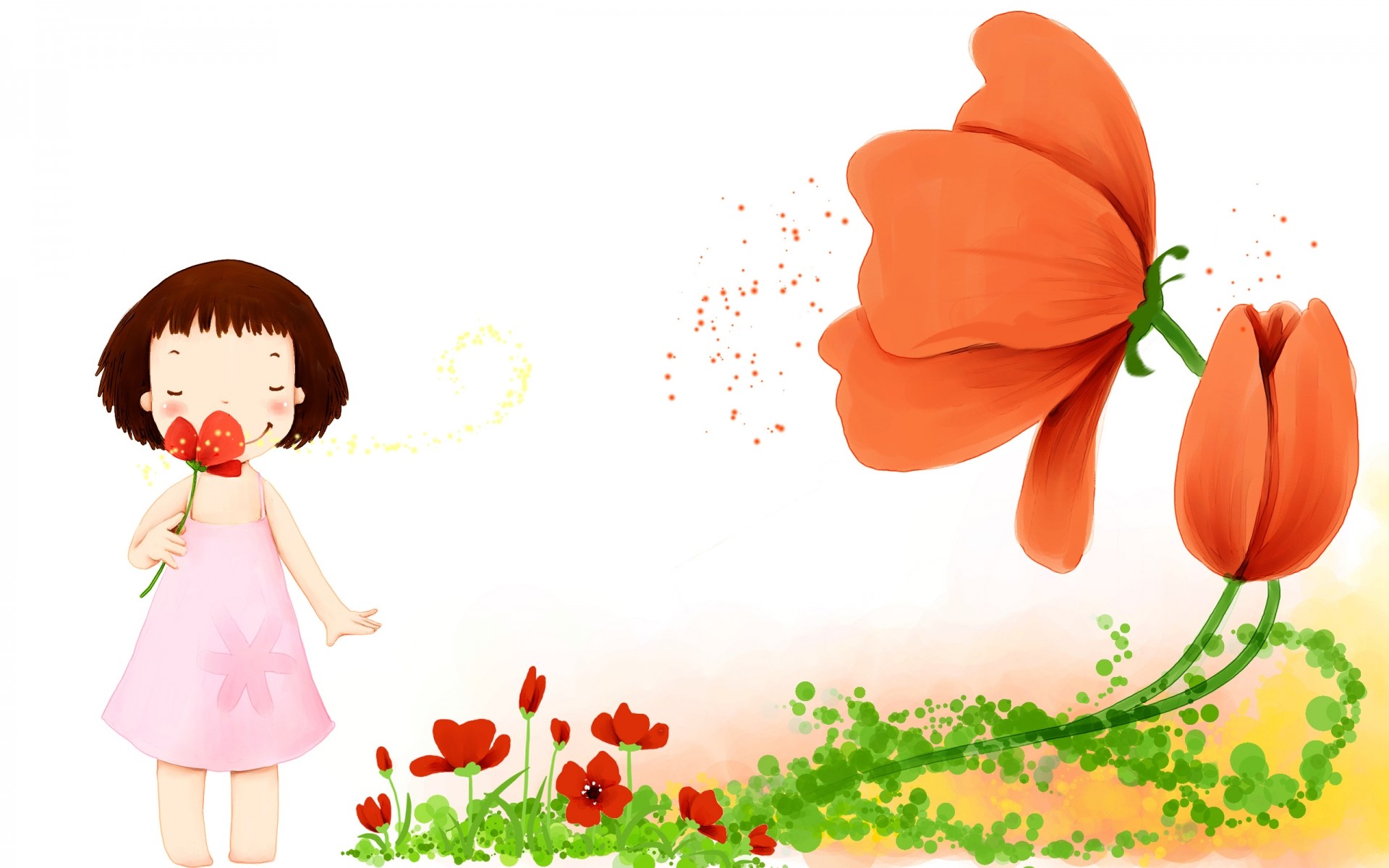 drawings nature flower leaf summer background girl art garden kids