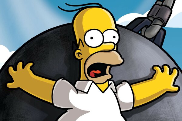 Homer Simpson scared on the ball