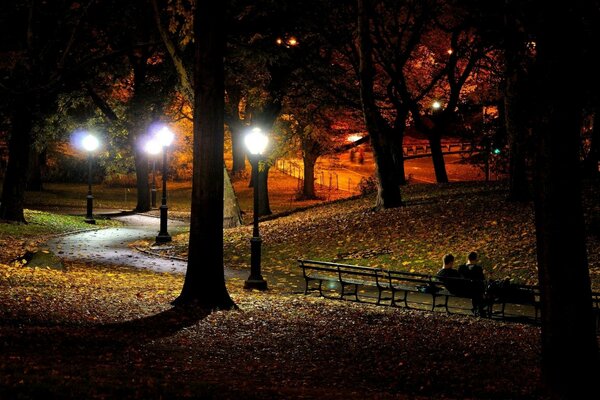 Beautiful evening view with glowing lanterns