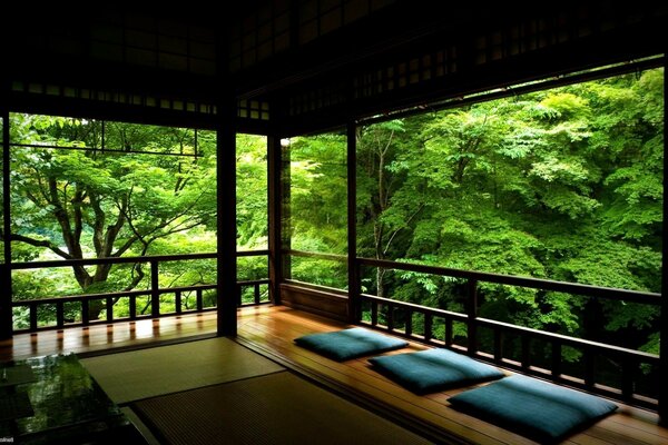 Terraza al aire libre de estilo japonés